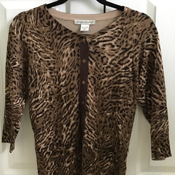 Multicoloured leopard print 3/4 sleeve knit cardigan size S - Picture 8 of 8
